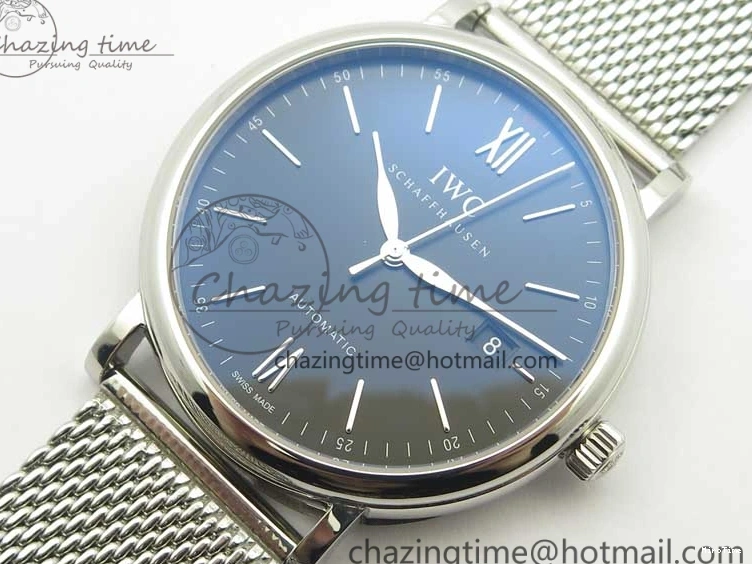 MIROTIME 0405 FastDry Portofino IW356501 SS V3 MK 1:1 Best Edition Black Dial On SS Mesh Bracelet MIYOTA 7195